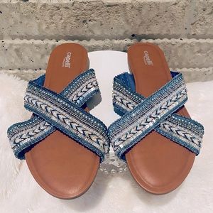 Capelli of New York Boho Beaded Sandals Size 8